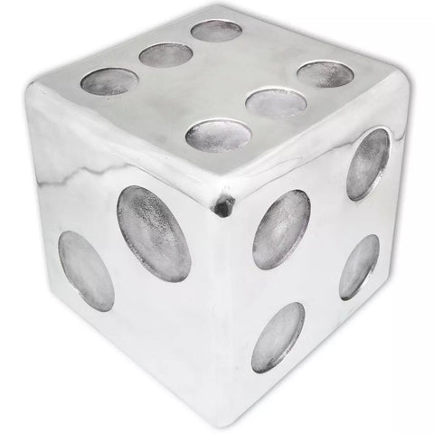 ZNTS Stool/Side Table Dice Shape Aluminium Silver 243506