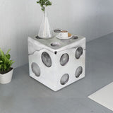 ZNTS Stool/Side Table Dice Shape Aluminium Silver 243506