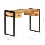 ZNTS Desk with 2 Drawers 110x50x77 cm Solid Mango Wood 247400