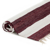 ZNTS Hand-woven Chindi Rug Cotton 160x230 cm Burgundy and White 133919