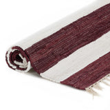 ZNTS Hand-woven Chindi Rug Cotton 200x290 cm Burgundy and White 133920