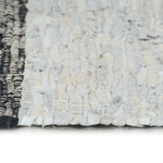 ZNTS Hand-woven Chindi Rug Leather 190x280 cm Light Grey and Black 133968