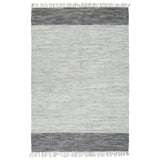 ZNTS Hand-woven Chindi Rug Leather 160x230 cm Grey 133971
