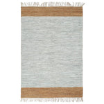 ZNTS Hand-woven Chindi Rug Leather 160x230 cm Light Grey and Tan 133975