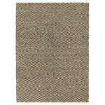 ZNTS Hand-woven Chindi Rug Leather Cotton 190x280 cm Black 133988