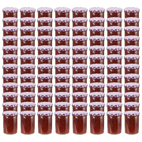 ZNTS Glass Jam Jars with White and Purple Lid 96 pcs 400 ml 50817