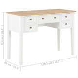 ZNTS Writing Desk White 109.5x45x77.5 cm Wood 280069