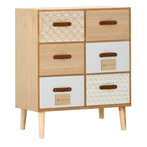 ZNTS Sideboard with 6 Drawers 60x30x75 cm Solid Pinewood 247393