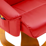 ZNTS Massage Chair with Foot Stool Red Faux Leather 248502