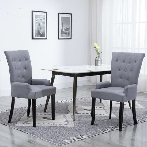 ZNTS Dining Chair with Armrests Light Grey Fabric 248516