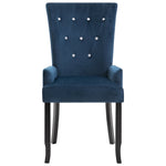 ZNTS Dining Chair with Armrests Dark Blue Velvet 248520