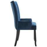 ZNTS Dining Chair with Armrests Dark Blue Velvet 248520