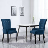 ZNTS Dining Chair with Armrests Dark Blue Velvet 248520