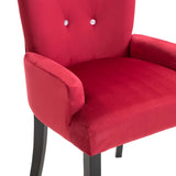 ZNTS Dining Chair with Armrests Red Velvet 248521