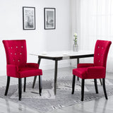 ZNTS Dining Chair with Armrests Red Velvet 248521