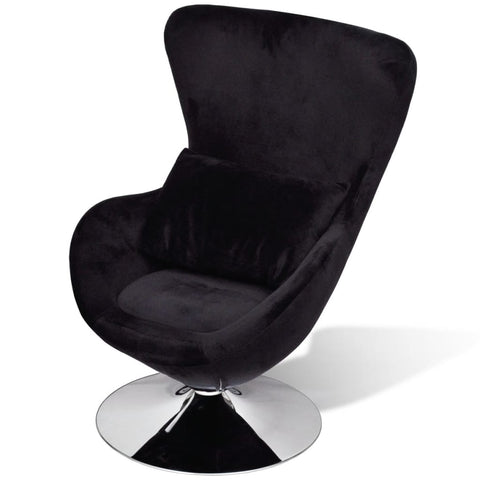 ZNTS Swivel Egg Chair with Cushion Black Velvet 248523