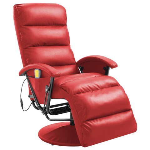 ZNTS TV Massage Recliner Red Faux Leather 248545