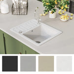 ZNTS Granite Kitchen Sink Single Basin White 144861