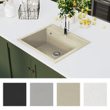 ZNTS Granite Kitchen Sink Single Basin Beige 144862