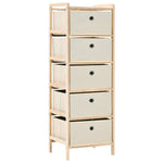 ZNTS Storage Racks with 5 Fabric Baskets 2 pcs Beige Cedar Wood 276232
