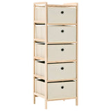 ZNTS Storage Racks with 5 Fabric Baskets 2 pcs Beige Cedar Wood 276232