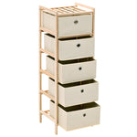 ZNTS Storage Racks with 5 Fabric Baskets 2 pcs Beige Cedar Wood 276232
