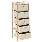 ZNTS Storage Racks with 5 Fabric Baskets 2 pcs Beige Cedar Wood 276232