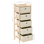 ZNTS Storage Racks with 5 Fabric Baskets 2 pcs Beige Cedar Wood 276232