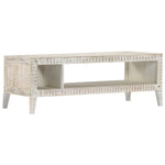 ZNTS Coffee Table White 110x50x40 cm Solid Mango Wood 248097