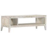 ZNTS Coffee Table White 110x50x40 cm Solid Mango Wood 248097