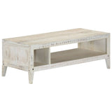 ZNTS Coffee Table White 110x50x40 cm Solid Mango Wood 248097