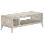 ZNTS Coffee Table White 110x50x40 cm Solid Mango Wood 248097