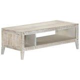 ZNTS Coffee Table White 110x50x40 cm Solid Mango Wood 248097