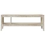 ZNTS Coffee Table White 110x50x40 cm Solid Mango Wood 248097