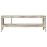 ZNTS Coffee Table White 110x50x40 cm Solid Mango Wood 248097