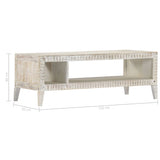 ZNTS Coffee Table White 110x50x40 cm Solid Mango Wood 248097