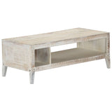 ZNTS Coffee Table White 110x50x40 cm Solid Mango Wood 248097