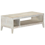 ZNTS Coffee Table White 110x50x40 cm Solid Mango Wood 248097