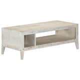 ZNTS Coffee Table White 110x50x40 cm Solid Mango Wood 248097