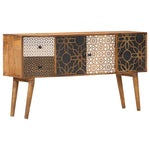 ZNTS Sideboard with Printed Pattern 130x30x70 cm Solid Mango Wood 247917