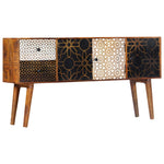 ZNTS Sideboard with Printed Pattern 130x30x70 cm Solid Mango Wood 247917