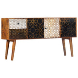 ZNTS Sideboard with Printed Pattern 130x30x70 cm Solid Mango Wood 247917