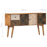 ZNTS Sideboard with Printed Pattern 130x30x70 cm Solid Mango Wood 247917