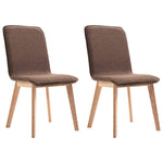 ZNTS Dining Chairs 2 pcs Brown Fabric and Solid Oak Wood 249055