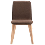 ZNTS Dining Chairs 2 pcs Brown Fabric and Solid Oak Wood 249055