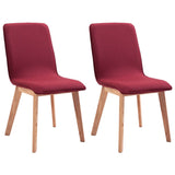 ZNTS Dining Chairs 2 pcs Red Fabric and Solid Oak Wood 249065
