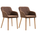 ZNTS Dining Chairs 2 pcs Brown Fabric and Solid Oak Wood 249070