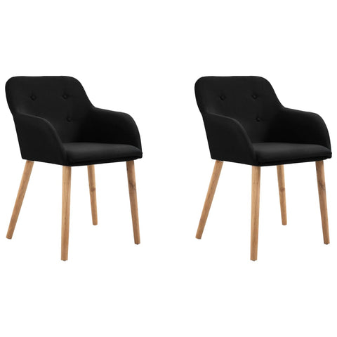 ZNTS Dining Chairs 2 pcs Black Fabric and Solid Oak Wood 249073