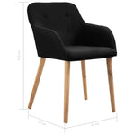 ZNTS Dining Chairs 2 pcs Black Fabric and Solid Oak Wood 249073