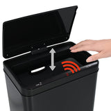 ZNTS Automatic Sensor Dustbin Black Steel 70 L 50925